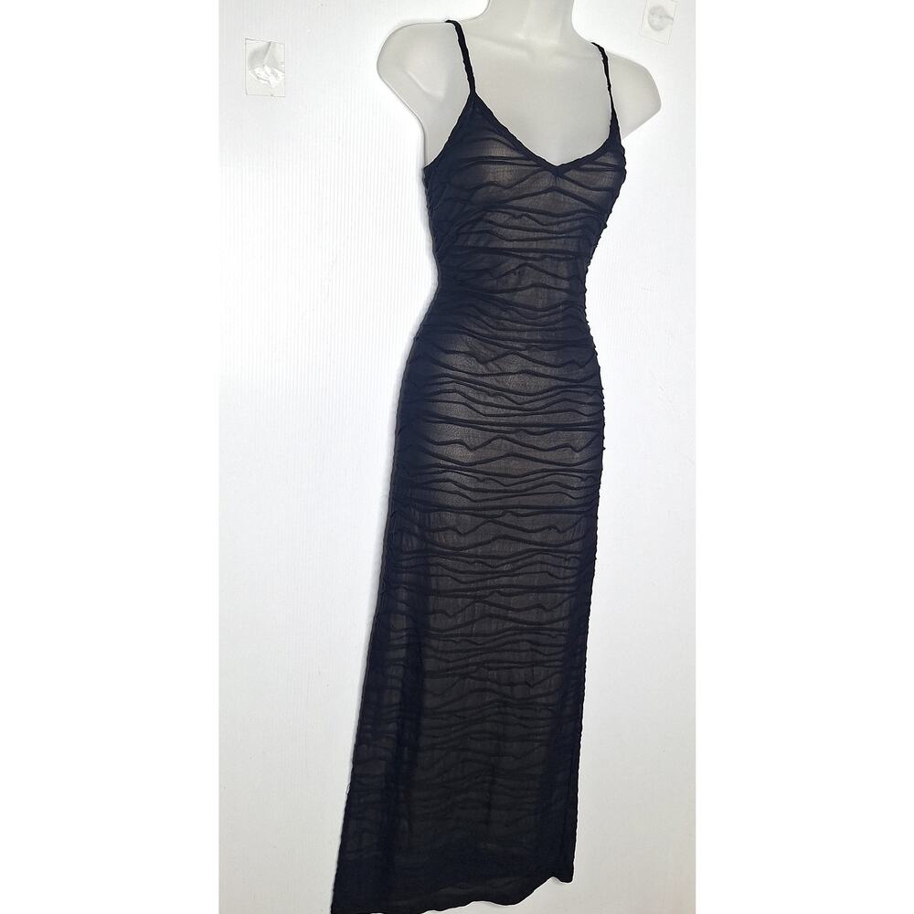 VTG 90s Y2K Bebe Moda Tank Slip Dress Maxi Sheer Overlay S Prom Bombshell HOCO - Picture 7 of 12